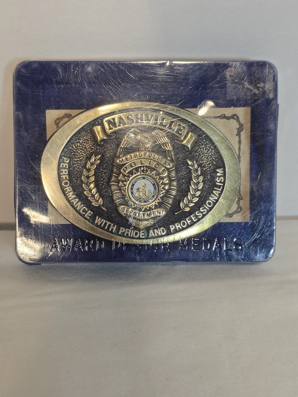 Vintage Nashville Police Belt Buckle 1986 IACP 93rd Conference Solid Brass TBW